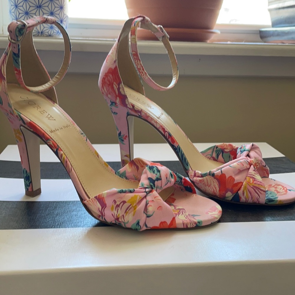 J.crew pink knotted ankle strap heel sz 7